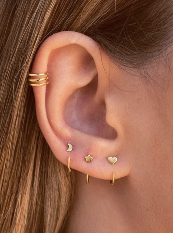 Moon Star Heart Cuff Earrings