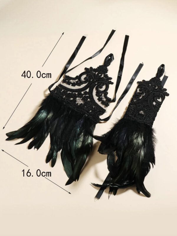 Black Burlesque Feather Hand Wraps