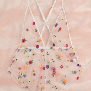 Embroidered Daisy Sheer Teddy Play Suite