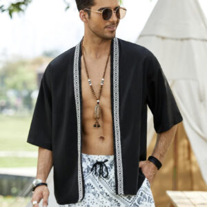 Men's Black Festival Kimono