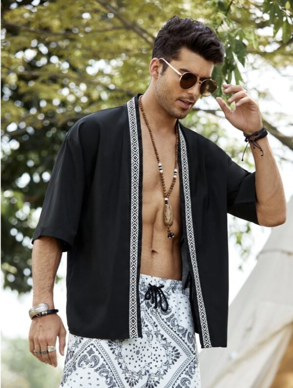 Men's Black Festival Kimono