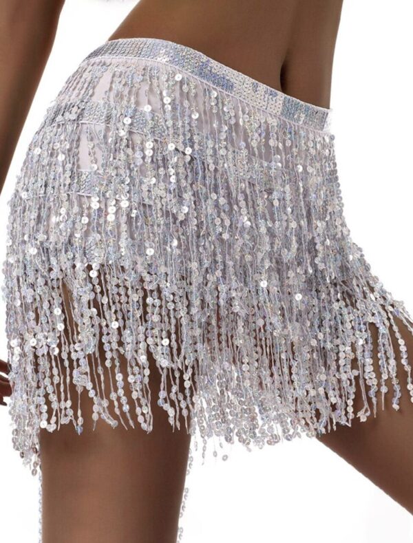 Silver Sequin Wrap Skirt