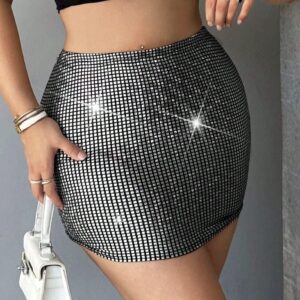 Metallic Body Con Skirt