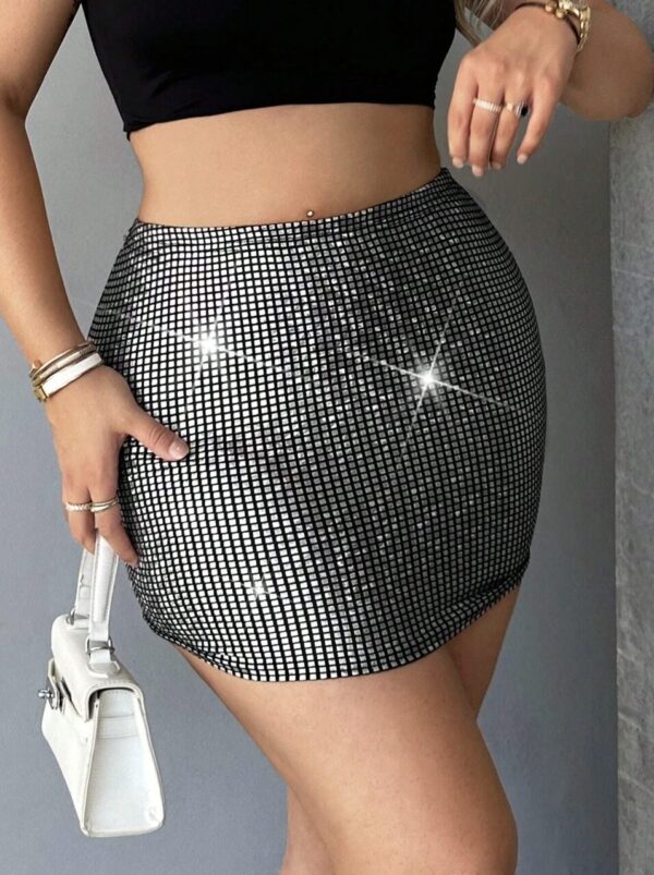 Metallic Body Con Skirt