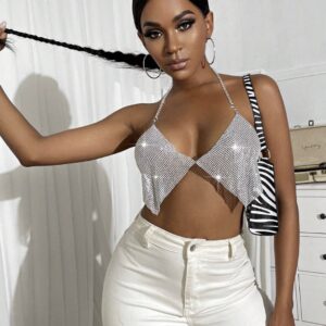 Silver Chain Halter Top