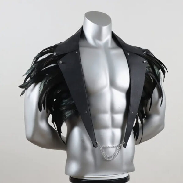 Men's Studded Feather Collar Harness