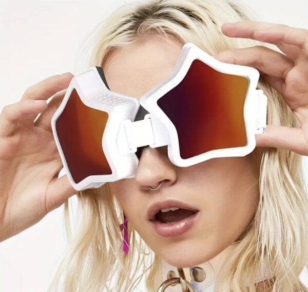 Funky Festival Goggle Glasses - White Star