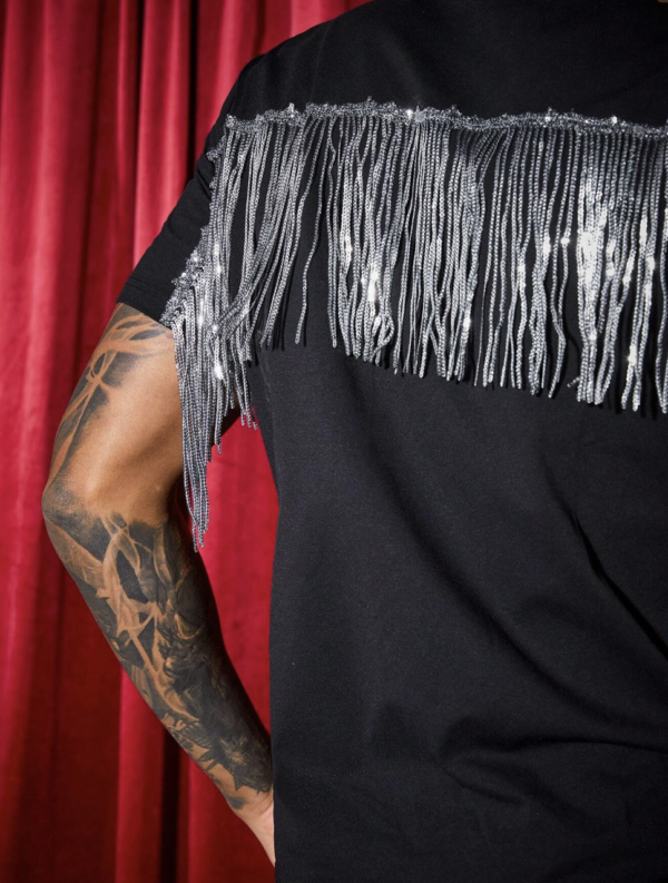 Men's Tassel Sequin Shirt