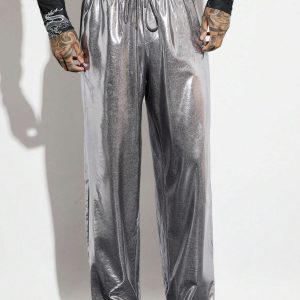 Silver Metallic Loose Pants