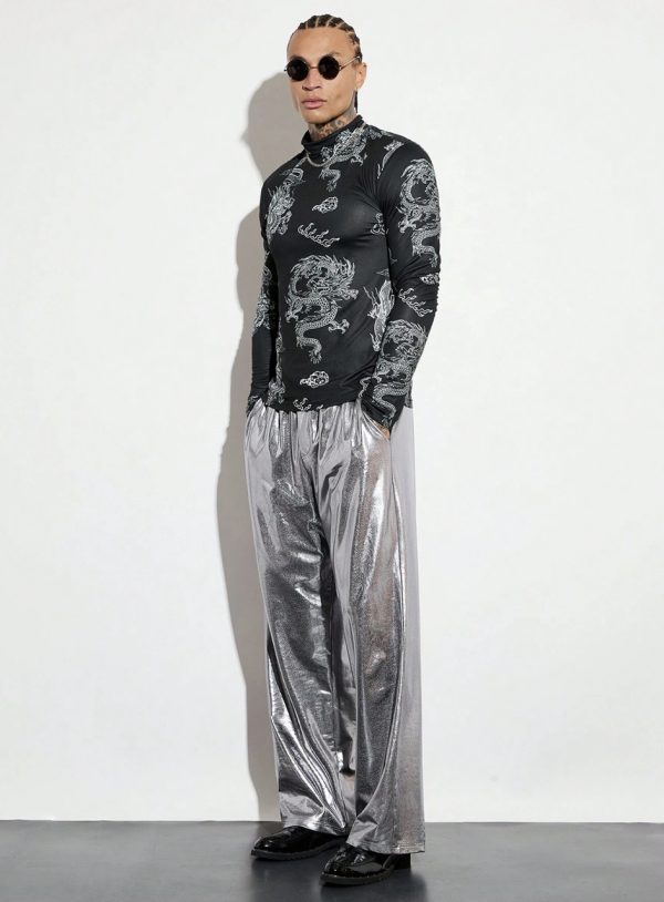 Silver Metallic Loose Pants