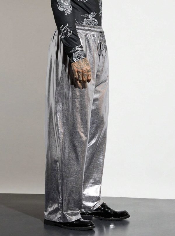 Silver Metallic Loose Pants