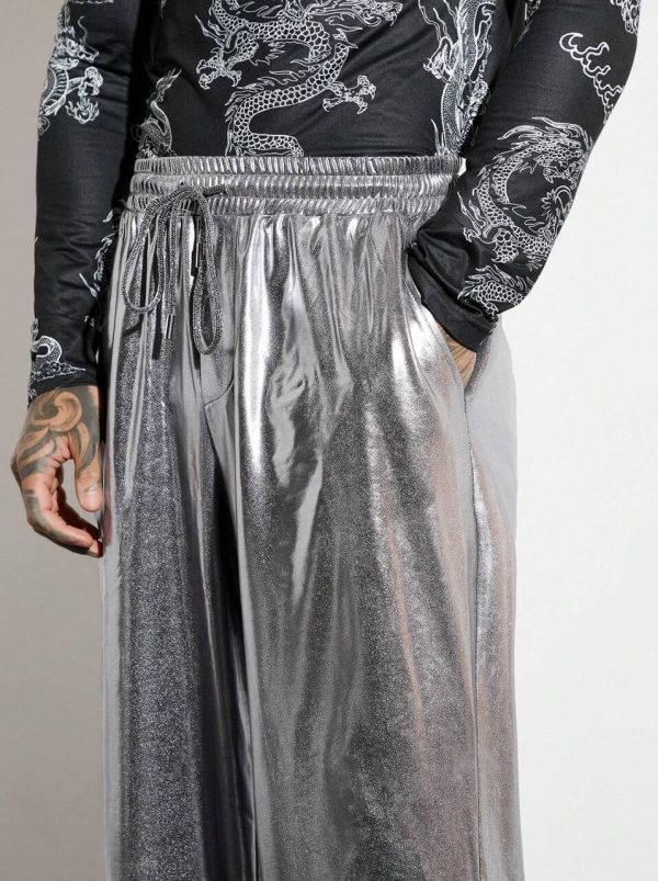 Silver Metallic Loose Pants