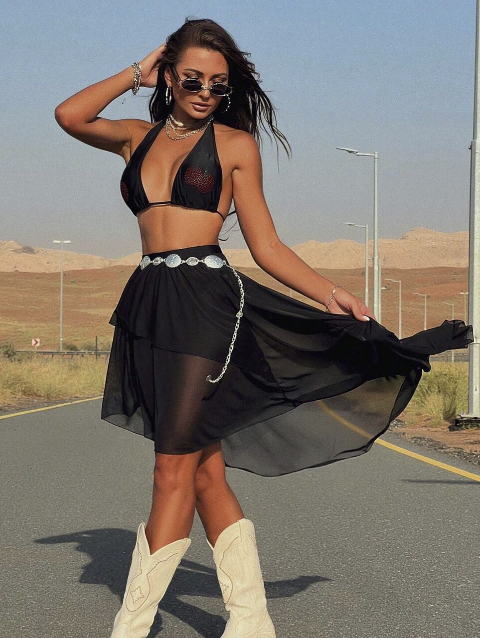 Asymmetrical Sheer Black Shirt