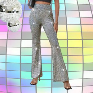Disco Metallic Bell Bottom Pants
