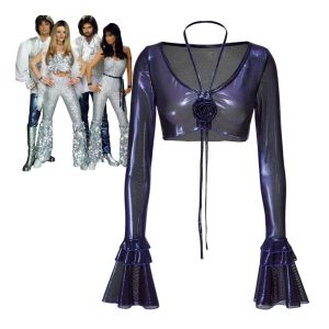 Metallic Bell Bottom Sleeve Top