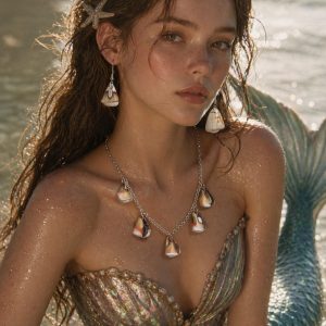 Simple Shell Necklace & Earrings