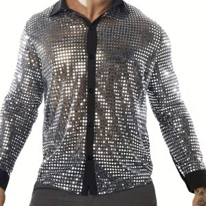 Men's Long Sleeve Sequin Shirt